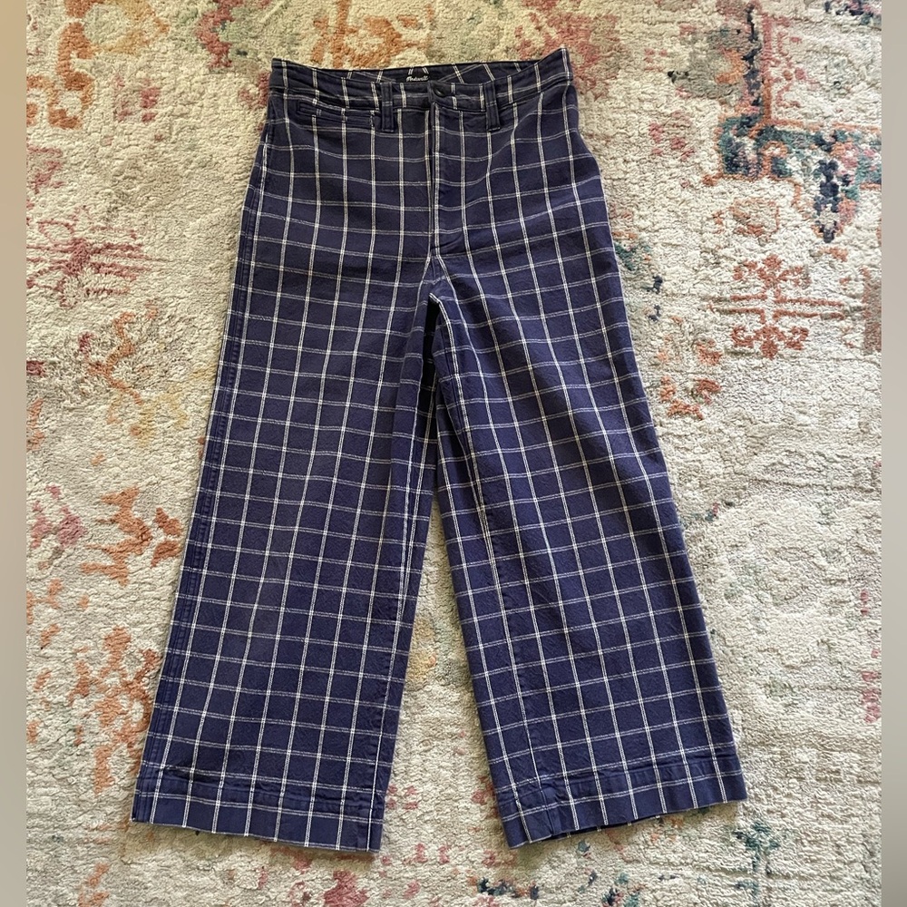 Madewell Emmett Windowpane Cropped Wide Leg Pants Size 28